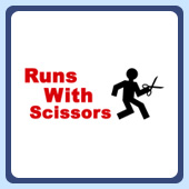 humorous clumsy silly runs with scissors funny t-shirts